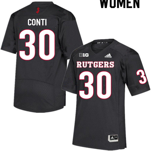 Women #30 Chris Conti Rutgers Scarlet Knights College Football Jerseys Sale-Black - Click Image to Close